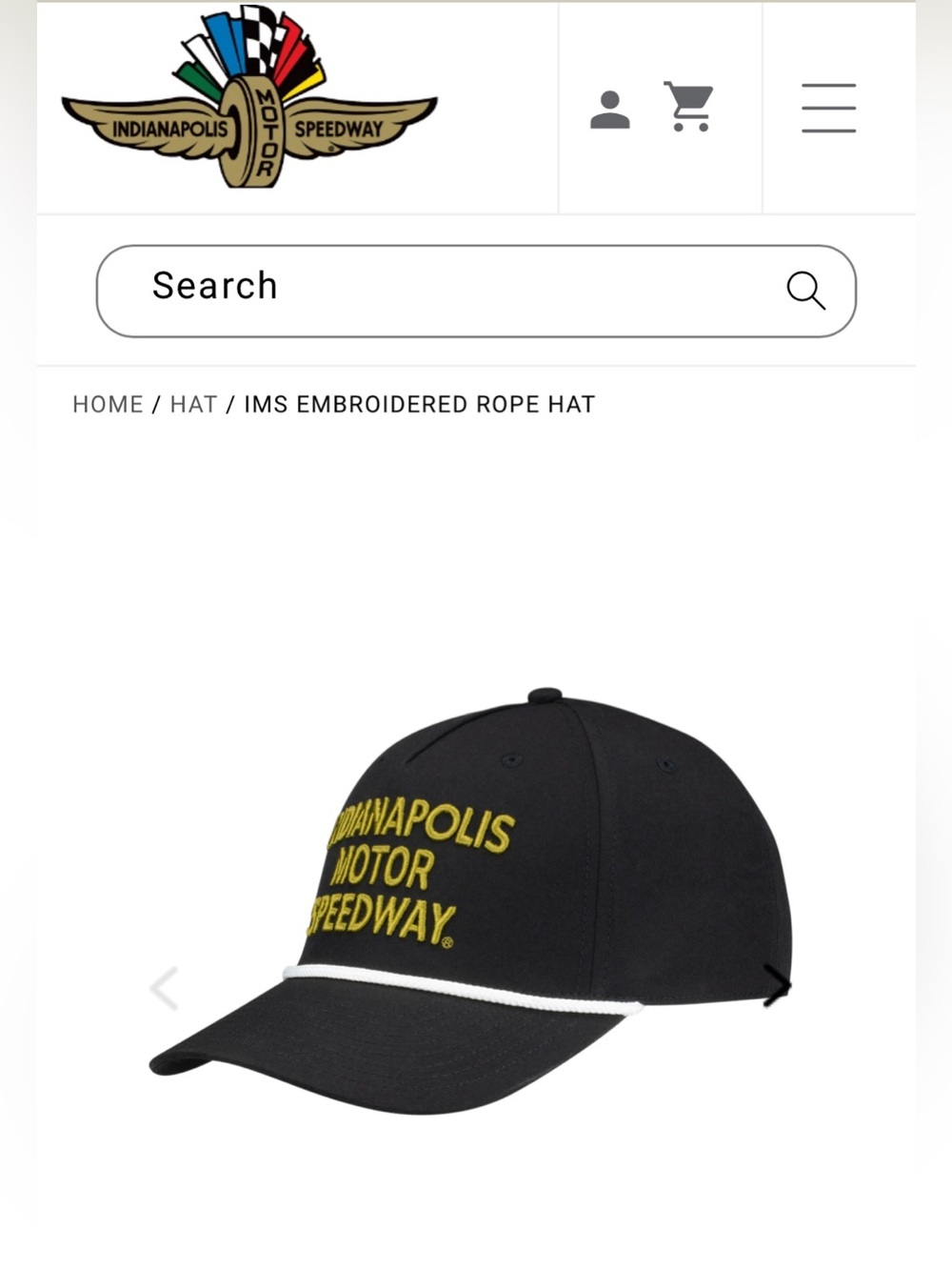 Indianapolis Motor Speedway Black Embroidered Rope Hat